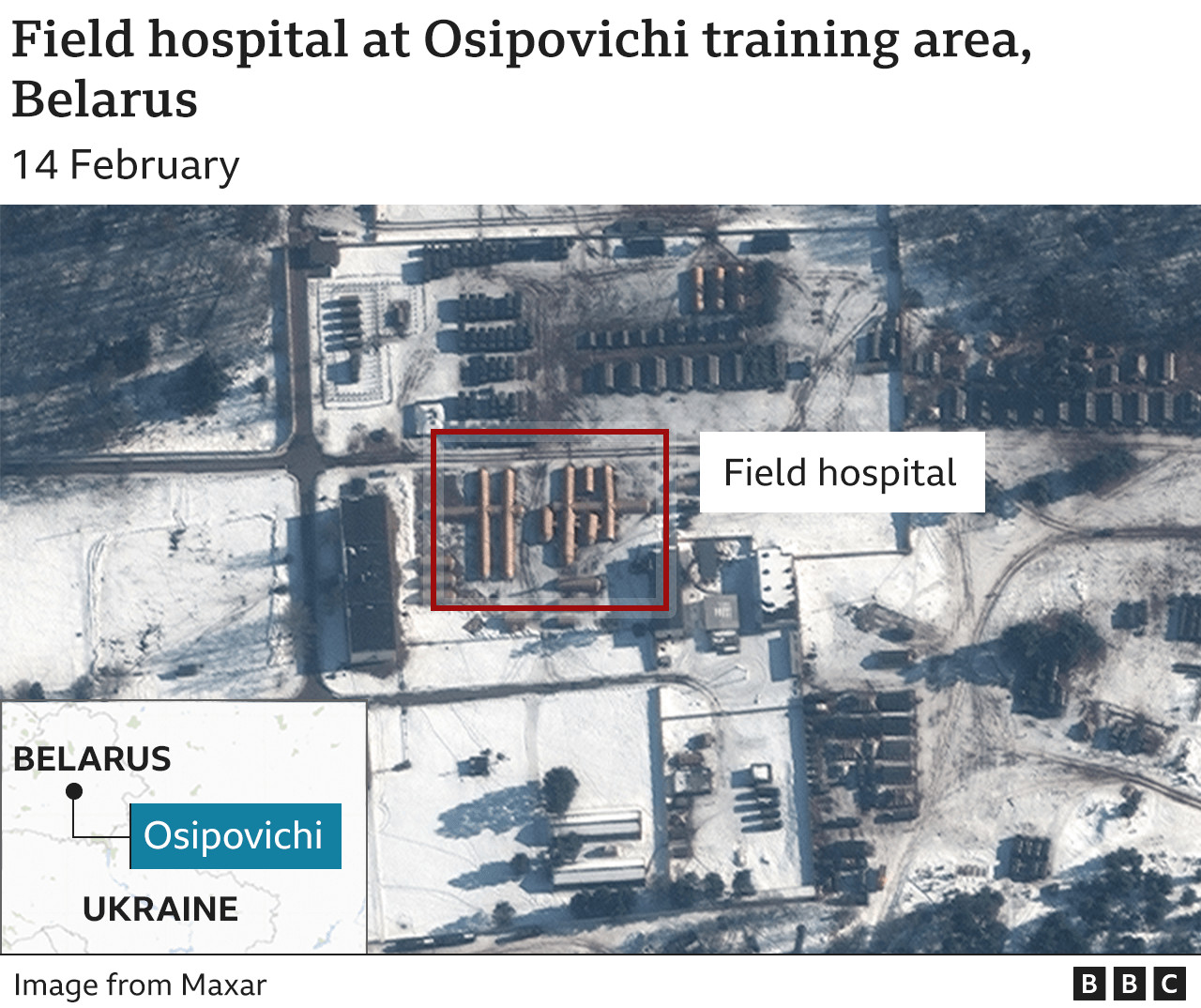 Осиповичийн бэлтгэлийн бүсээс нэлээд зайтай хээрийн эмнэлэг баригджээ