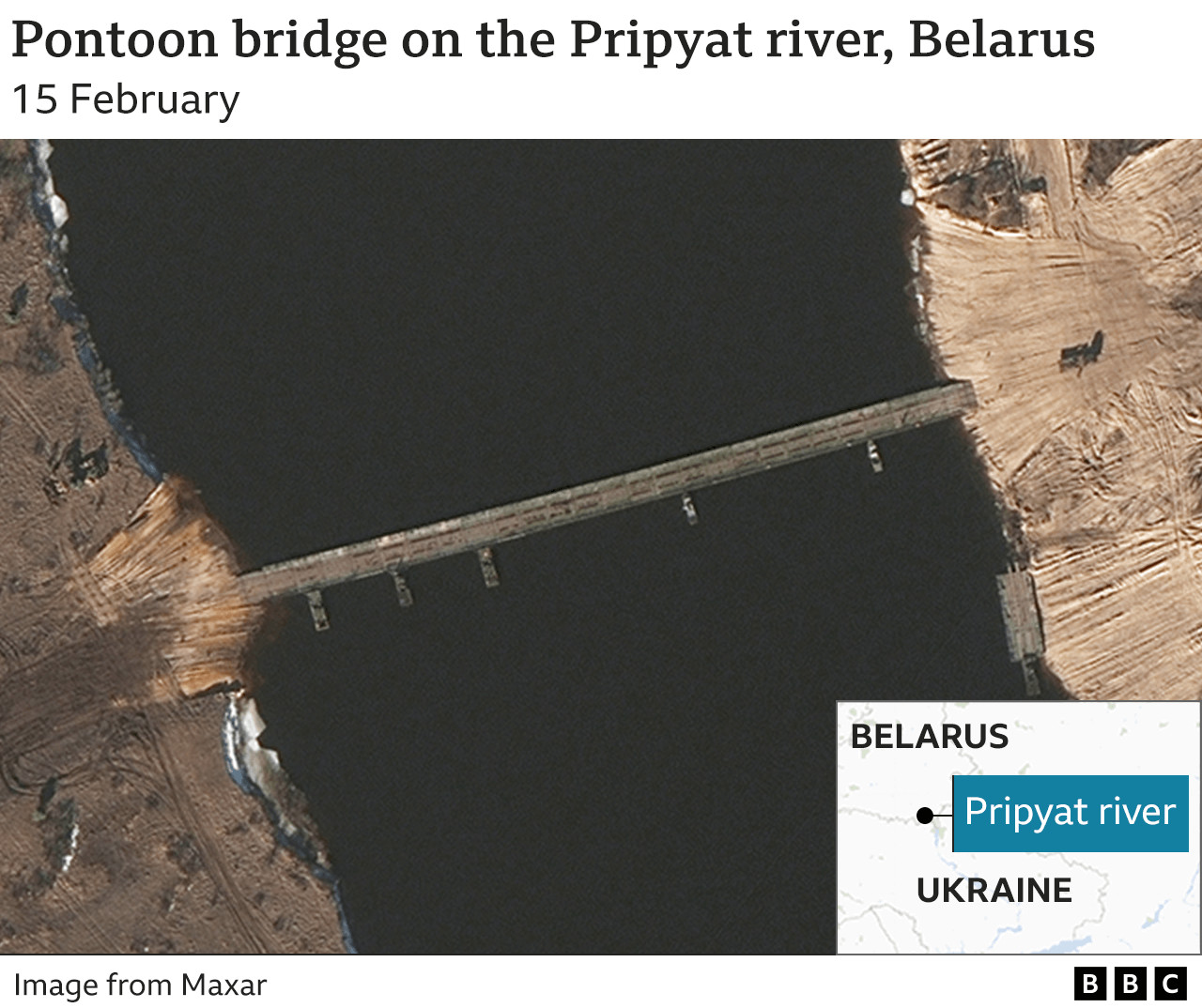 Украины хилд байх Припять гол дээгүүрх цэргийн гүүр