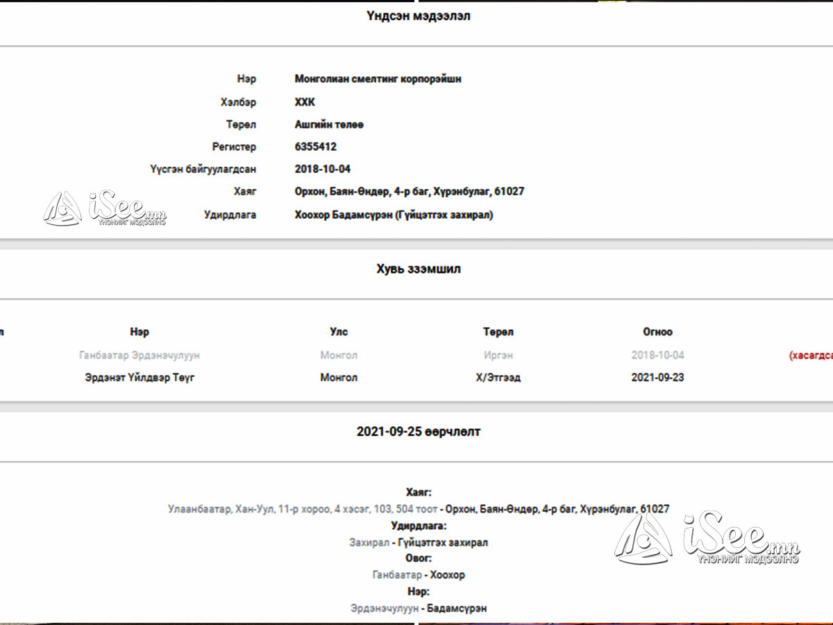 Г.Эрдэнэчулуун Монголиан смелтинг корпорейшн ХХК-иа Эрдэнэт Үйлдвэр ТӨҮГ-т шилжүүлжээ. 2021.09.23