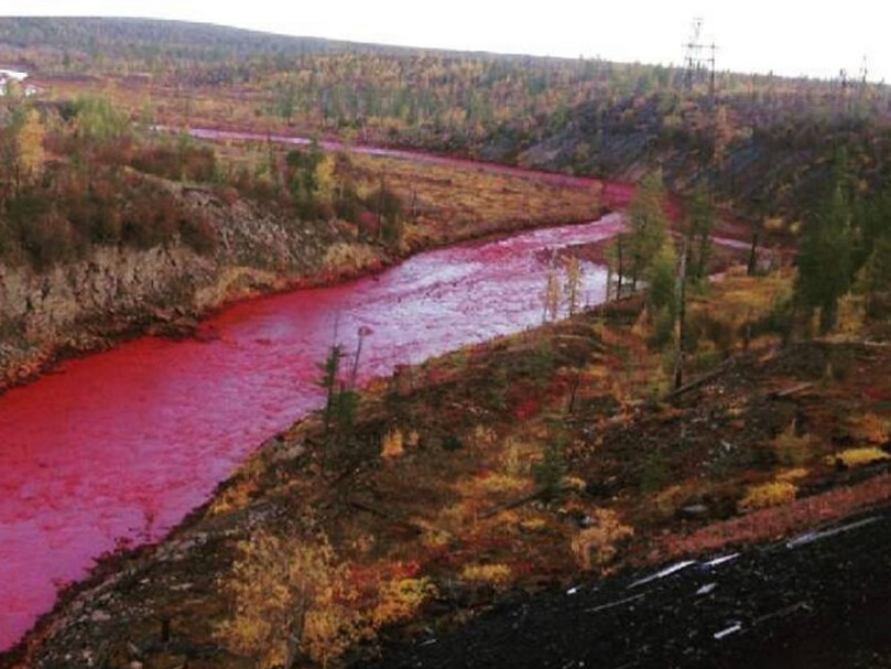 ОХУ-ын Искитимка голын ус улаан өнгөөр урсжээ