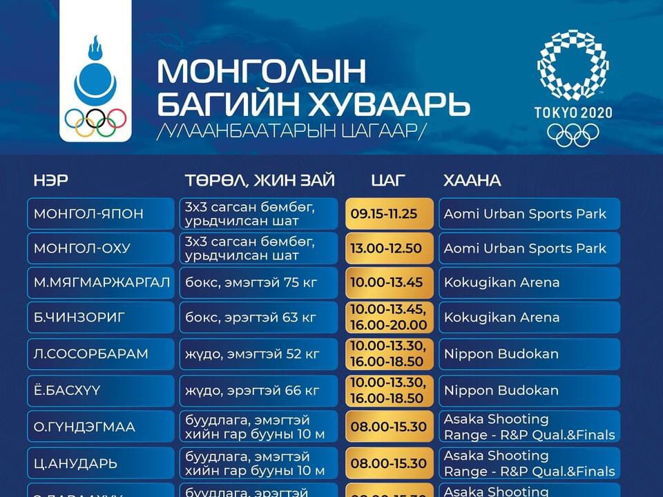ТАНИЛЦ: Монголын багийн хуваарь /2021.07.25/