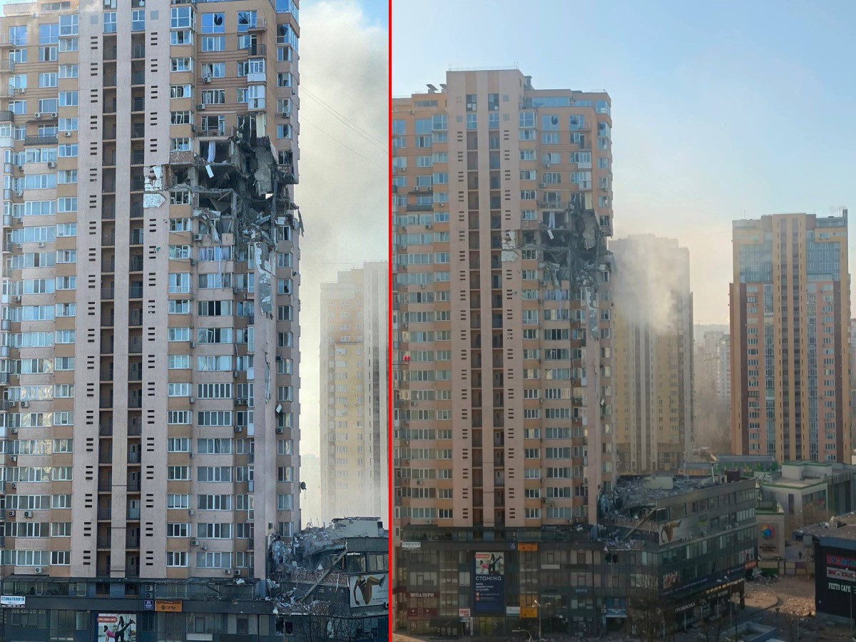 ВИДЕО: Киев хотын орон сууцны барилга пуужингийн цохилтод өртжээ