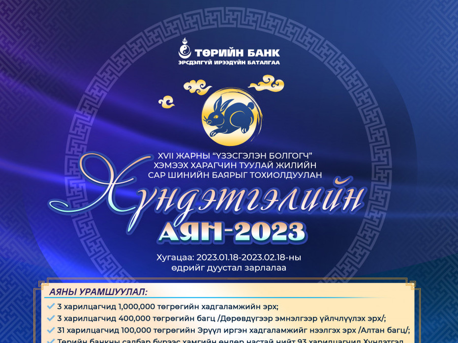 Төрийн банк “хүндэтгэлийн аян-2023” -аа зарлаж байна