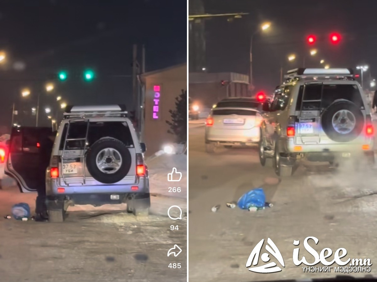ВИДЕО: Автомашинаасаа "хог гаргаж хаясан" гэх жолоочийг цагдаагийн байгууллагаас шалгаж байна