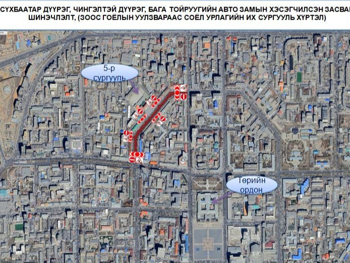 Бага тойруу буюу ”Зоос гоёл”-ын уулзвараас СУИС-ийн уулзвар хүртэлх замыг хааж засна