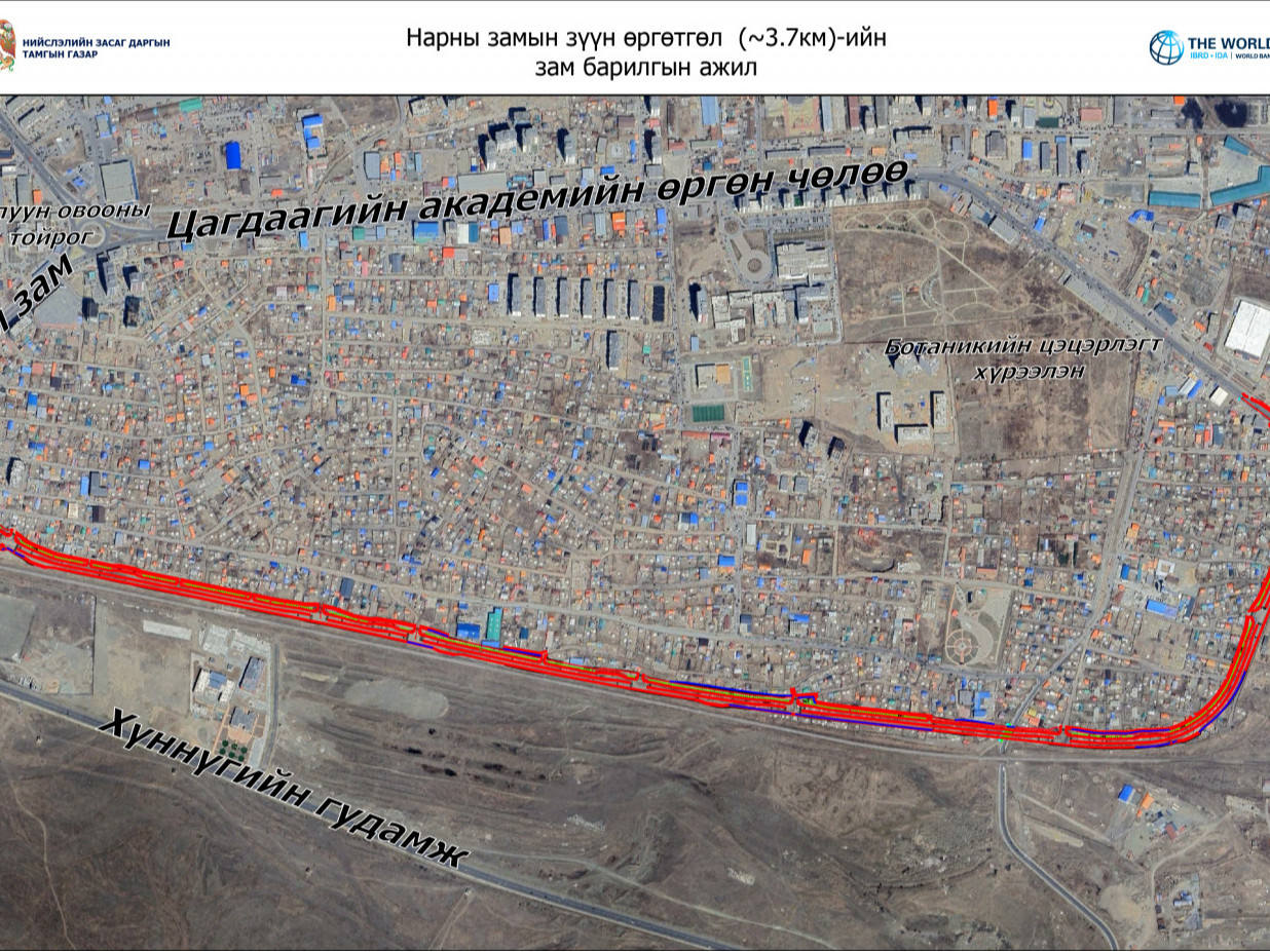 Нарны замын зүүн хэсэгт 3.7 км, Сэлбэ голын баруун эрэгт 2.7 км авто замыг цогц, гудамж замын жишгээр шинээр барина