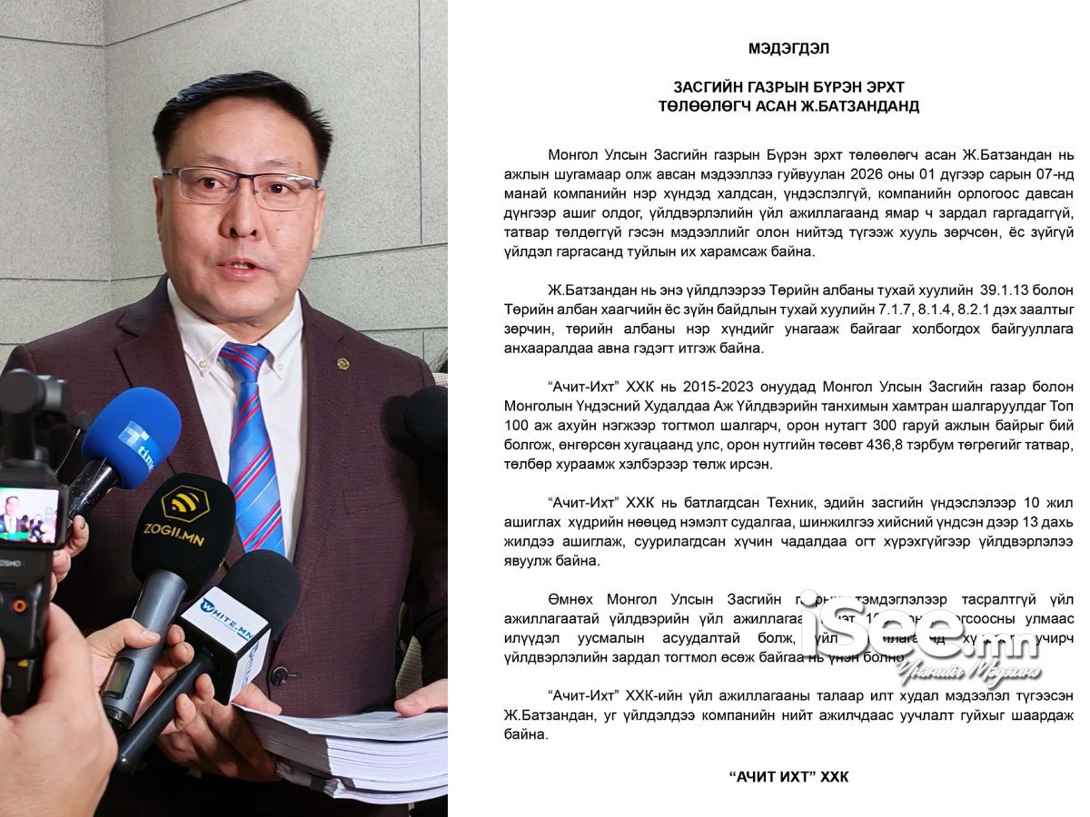 Худал мэдээлэл хийсэн Ж.Батзанданг "Ачит ихт" компанийн нийт ажилчдаас уучлалт гуйхыг шаардлаа