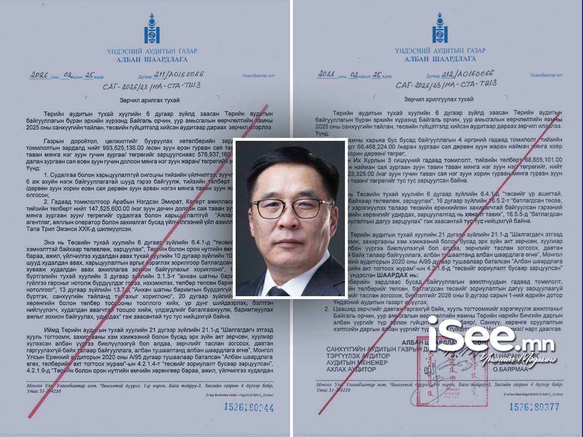 БАРИМТ: Сайд асан Б.Батбаатар гадаад томилолтод нэг тэрбум орчмыг зарцуулсан бөгөөд 576.9 сая нь зөрчилтэй байсан тул хуулийн байгууллагад шалгуулахаар болжээ