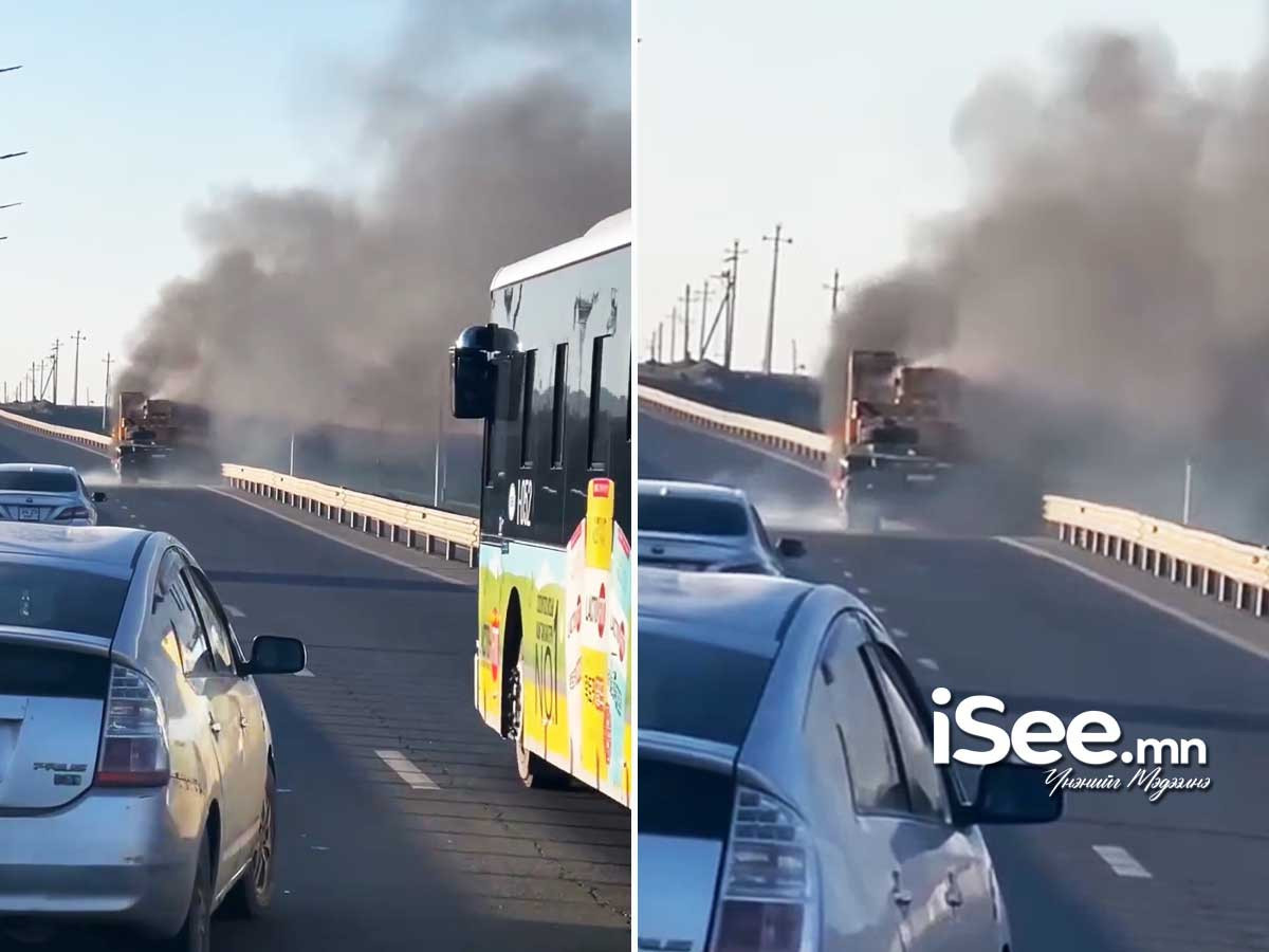 ВИДЕО: Автокраны хөдөлгүүр, дотор кабин хэсэг шатаж байсныг унтраажээ