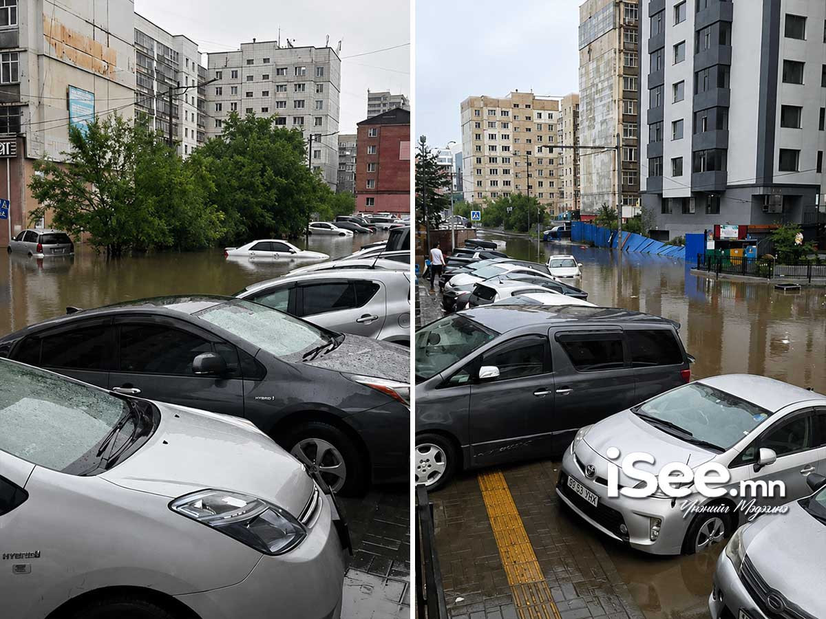 84 дүгээр сургууль орчмын авто зогсоол үерт автсан ч нэг цагийн дотор усыг соруулжээ