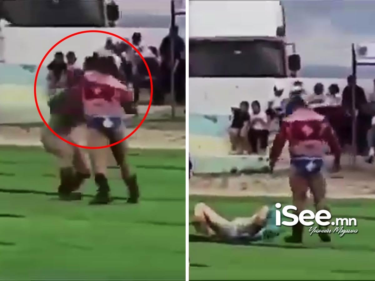 ВИДЕО: Барилдаж байсан бөхчүүд нэгнийхээ толгойн тус газар цохиж, биед нь халдсан хэргийг цагдаагаас шалгаж байна