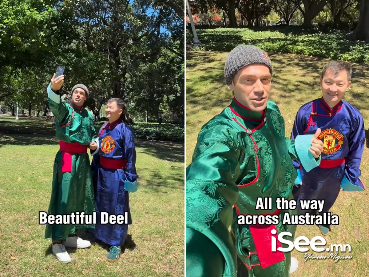 ВИДЕО: Дугуйтай аялагч Б.Очирваань, "Physical Asia" нэвтрүүлгийн оролцогч Дом Томатотой Австралид уулзаж, түүнд дээл бэлэглэжээ