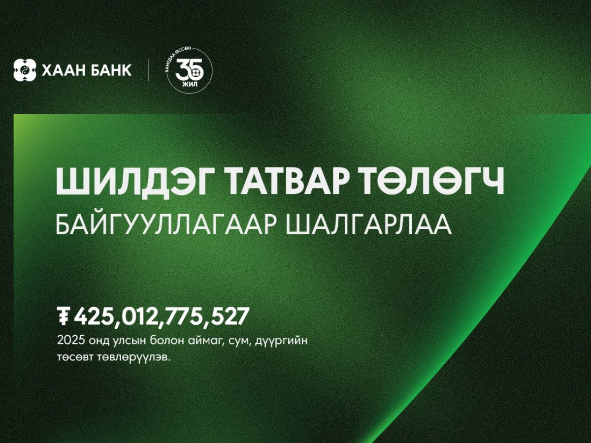 ХААН Банк 2025 оны шилдэг татвар төлөгч байгууллагаар шалгарлаа